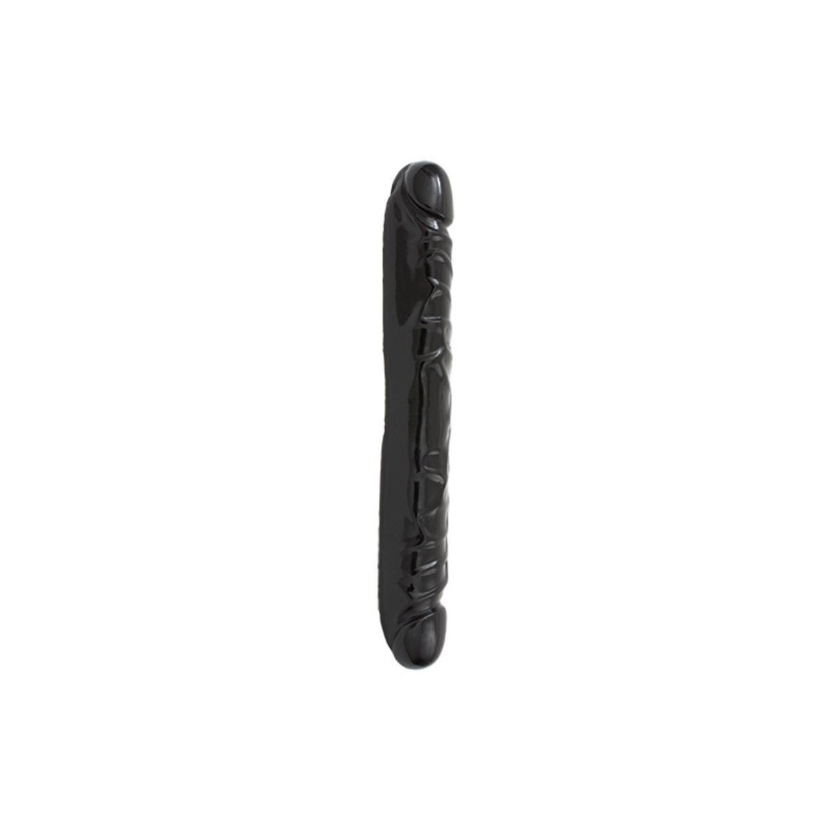 Dildo Doppio con venature nero 30 cm